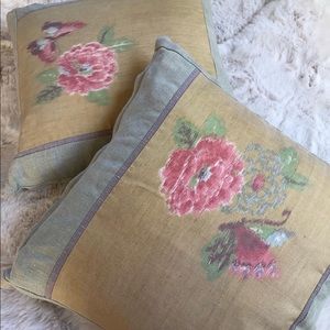 Pair of Vintage Butterfly & Flower pillows